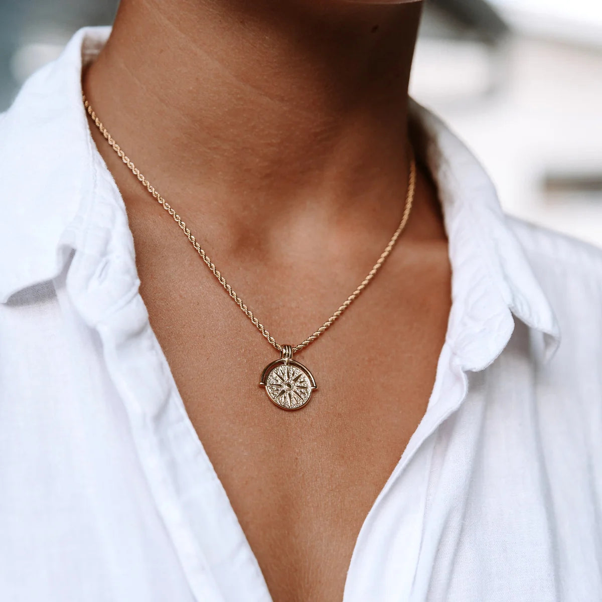 Golden Hour Compass Necklace